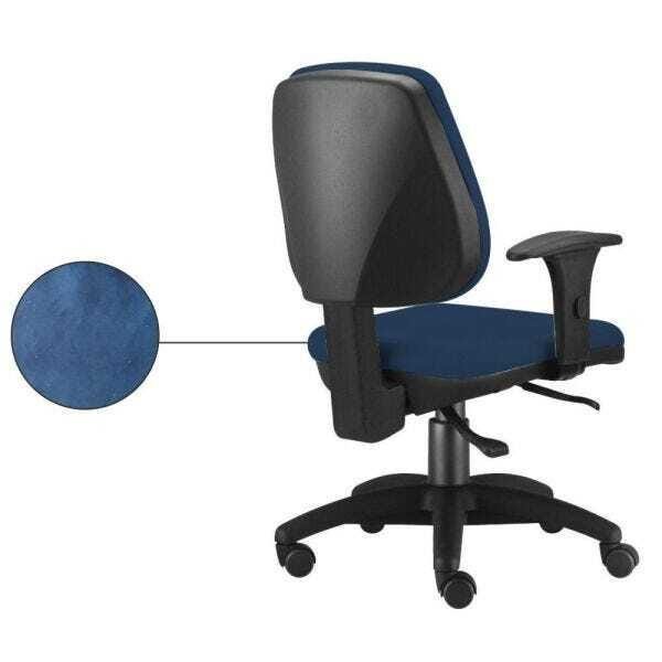 Cadeira Giratória Job Executiva Ergonômica Escritório Crepe Azul Marinho - Lyam Decor - 3