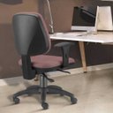 Ver imagem 2 de Cadeira Giratória Job Executiva Ergonômica Escritório Suede Rosê - Lyam Decor