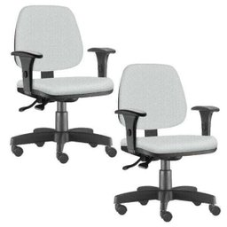 Kit 2 Cadeiras Giratória Job Executiva Ergonômica Escritório Couro Sintético Branco - Lyam Decor - 1