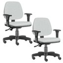 Ver imagem 1 de Kit 2 Cadeiras Giratória Job Executiva Ergonômica Escritório Couro Sintético Branco - Lyam Decor