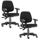 Ver imagem 2 de Kit 2 Cadeiras Giratória Job Executiva Ergonômica Escritório Couro Sintético Preto - Lyam Decor