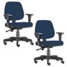 Kit 2 Cadeiras Giratória Job Executiva Ergonômica Escritório Crepe Azul Marinho - Lyam Decor - 1
