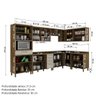 Kit Conjunto Cozinha Completa Modulada Balcão Paneleiro Armário 8 Peças MDP Marrom Madeira Cinza - 3