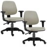 Kit 2 Cadeiras Giratória Job Executiva Ergonômica Suede Bege - Lyam Decor - 1