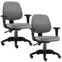 Ver imagem 1 de Kit 02 Cadeiras Giratória Job L02 Executiva Ergonomica Crepe Cinza - Lyam Decor