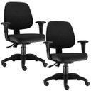Ver imagem 1 de Kit 2 Cadeiras Giratória Job Executiva Ergonômica Crepe Preto - Lyam Decor