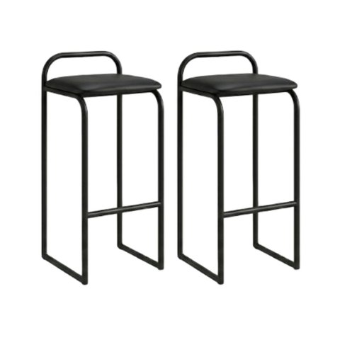 Kit 02 Banqueta Alta Cozinha Bar Balcão Estrutura Preta Mila:Preto