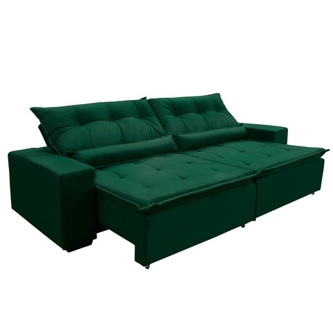 Sofá Canadá Retratil e Reclinavel 2,32 Mts Veludo Verde