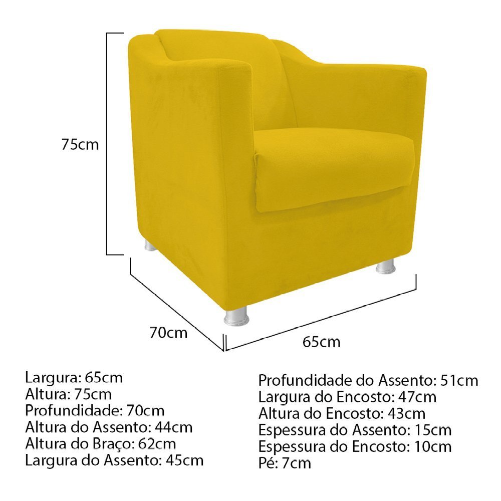 kit 03 Poltronas Decorativas Tilla Corano - ADJ DECOR - Amarelo - 5