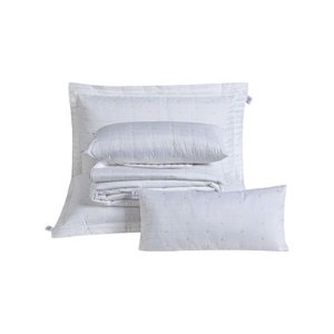 Kit Cobre Leito Cama Casal Queen Bordado Urbany Hipercal 400 Fios Dupla Face 7 Peças:branco
