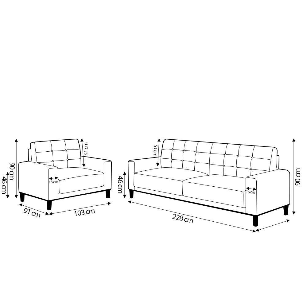 Conjunto Decorativo Sofá 3 Lugares E Poltrona Darcy Cinza - 7