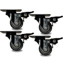 Ver mais imagens de Kit 4 Rodinhas Giratória Refoçada 40mm Black com Trava e com Rolamento Anti Risco 200kg para Moveis