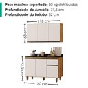 Ver imagem 3 de Armario Aereo Suecia e Balcao com Tampo 120 cm Canada Cedro Areia Rudk