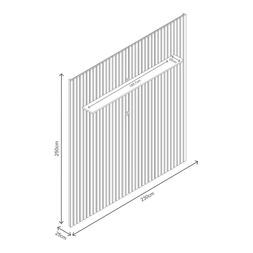 Painel 2,30m para TVs Até 85 Polegadas Com Led - Nobre Ripado - Naturale GELIUS - 5