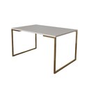 Ver imagem 3 de Mesa Jantar Industrial Retangular 137X90Cm Branca Base Dourada Com 4 Cadeiras Madeira P Cor: Branco