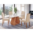 Ver imagem 1 de Conjunto de Mesa de Jantar Tampo de Vidro Off White Agata 1,30 e 4 Cadeiras Clarice Wood Cinamomo/