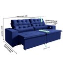 Ver imagem 4 de Sofá 3 Lugares América 2,12 Metros Azul Retrátil, Reclinável Tecnologia Carregamento 3 Portas Usb