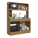 Ver imagem 3 de Armário de Cozinha 4 Portas 1 Gaveta Zeta Ac7072 140cm Naturalle/preto Fosco - Decibal