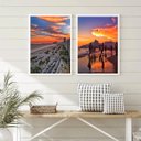 Ver imagem 1 de Kit 2 Quadros por do Sol em Copacabana- Rio de Janeiro 24x18cm:madeira Branca