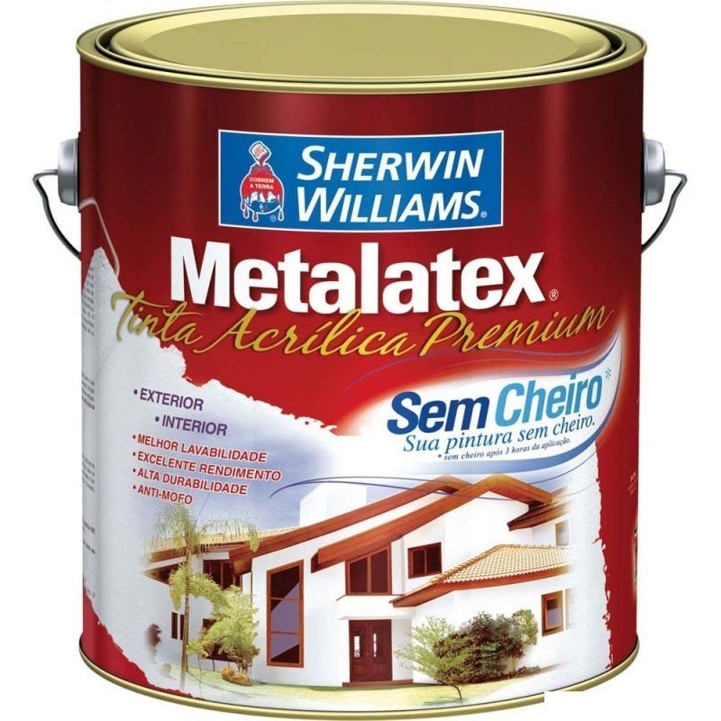 Tinta Látex Metalatex acrílica semi brilho 3,6L branco Sherwin Williams - 1