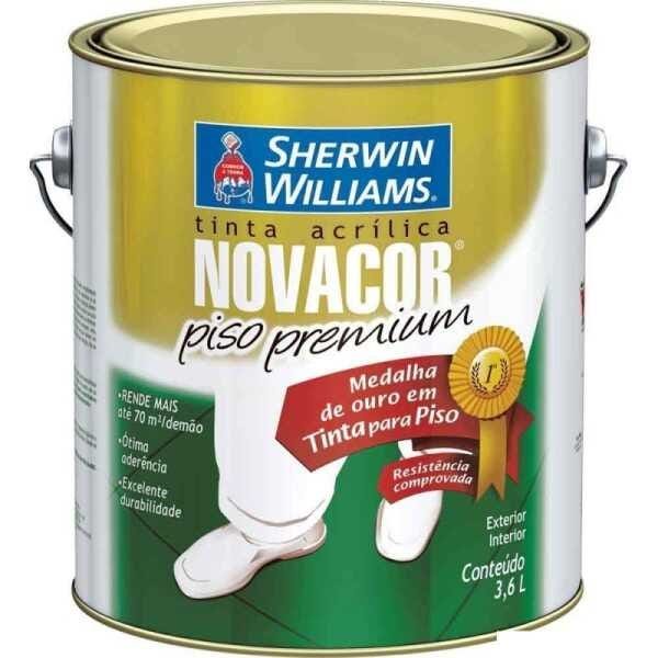 Tinta acrílica Novacor piso liso 3,6 litros concreto Sherwin Williams - 1