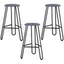 Ver imagem 1 de Kit 03 Banquetas Baixa Bar Cozinha Sala de Jantar Áris C01 Preto Linho Prata - Lyam Decor