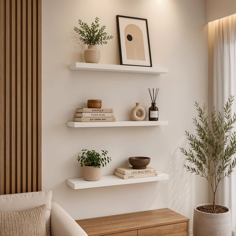 Kit de 3 Prateleiras 60cm MDF Branco - On Móveis