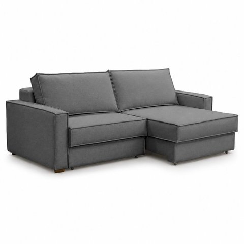 Sofá Sala de Estar Nilo Retratil Manual 240cm 4 Lugares Linho Cinza Grafite m1 - Monari Design