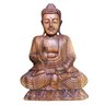 Buda Sentado Karana Mudra Proteção - Entalhado Madeira 42cm - 1