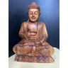 Buda Sentado Karana Mudra Proteção - Entalhado Madeira 42cm - 5