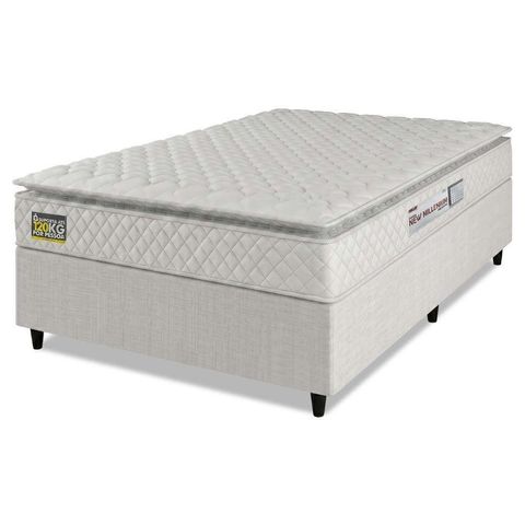Cama Box Casal Colchão Espuma D33 Pillow Top New Millenium Branco Hellen