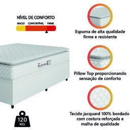 Cama Box Casal Colchão Espuma D33 Pillow Top New Millenium Branco Hellen - 5