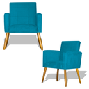 Ver imagem 1 de Kit 2 Poltronas Nina Decorativa Pés Palito - Azul Turquesa