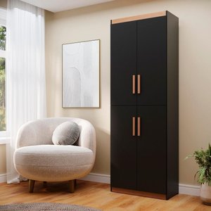 Multiuso Flex com 4 Portas e Prateleiras Internas Estante ou Balcão - Preto com Nature