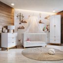 Ver imagem 1 de Conjunto Quarto de Bebê Completo Simples Magia 3 Peças Guarda- Roupa/ Berço/ Cômoda