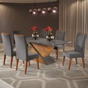Ver imagem 2 de Mesa de Jantar 6 Lugares Stela com Vidro Mel/cinza/grafite - Viero Móveis