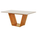 Ver imagem 5 de Mesa de Jantar 6 Lugares 160x90 Madeira Maciça Safira Tampo Vidro Off White