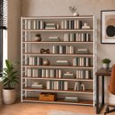 Ver imagem 2 de Estante Multiuso Organizador Livreiro Estilo Industrial 180x170 Branco Imbuia