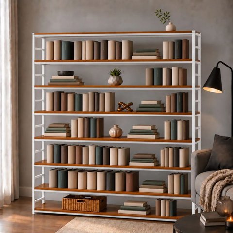 Estante Multiuso Organizador Livreiro Estilo Industrial 180x170 Branco Imbuia