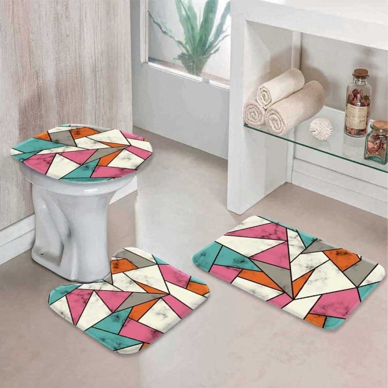 Jogo Tapetes para Banheiro Abstract Color Único - 1