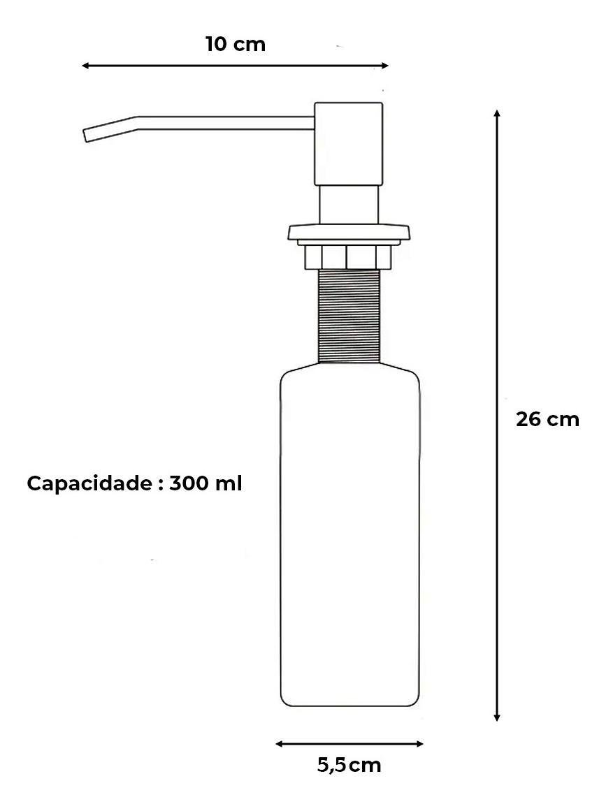 Dosador de Detergente Dispenser para Cuba Inox Embutir Preto - 6