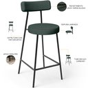 Ver imagem 4 de Kit 05 Banquetas Baixa para Cozinha Sala de Jantar Bancada Milão L02 Linho Verde Musgo - lyam decor