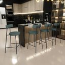 Ver imagem 2 de Kit 05 Banquetas Baixa para Cozinha Sala de Jantar Bancada Milão L02 Linho Verde Musgo - lyam decor
