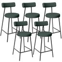 Ver imagem 1 de Kit 05 Banquetas Baixa para Cozinha Sala de Jantar Bancada Milão L02 Linho Verde Musgo - lyam decor