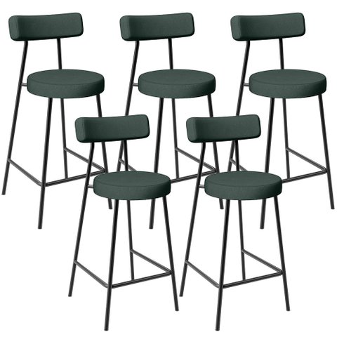 Kit 05 Banquetas Baixa para Cozinha Sala de Jantar Bancada Milão L02 Linho Verde Musgo - lyam decor
