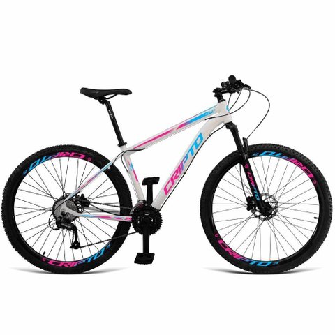 Bicicleta Aro 29 21 Marchas Freio Disco C- Suspensão - Branco-azul e Rosa - 15" Branco-azul e Rosa