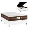 Cama Box Baú Casal Colchão Molas Flora Gazin + Box Sintético 52x138x188 Branco - 1
