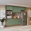Ver imagem 1 de Armário de Cozinha Completa 100% Mdf 270cm Nogueira/verde Celeste Kappesberg