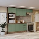 Ver imagem 5 de Armário de Cozinha Completa 100% Mdf 270cm Nogueira/verde Celeste Kappesberg