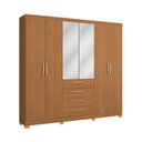 Ver imagem 2 de Guarda-Roupa Casal 6 Portas e 4 Gavetas com Espelho e Pés 235cm x 230cm Open Marrom/Canela